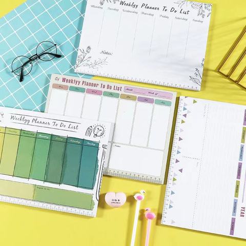 A4 Weekly Planner Creative Plan NoteBook 54 Sheets Schedule Organizer Notepad School Office Supplies Journal Stationery ► Photo 1/6
