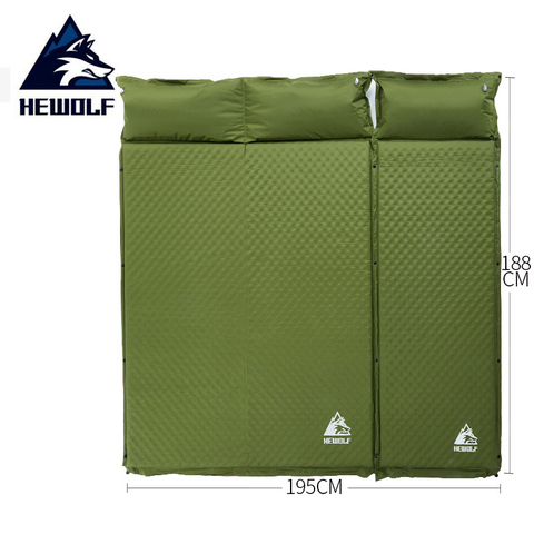 HEWOLF 2+1 spliced outdoor thick 5cm automatic inflatable cushion pad outdoor tent camping mats bed mattress 2 colors ► Photo 1/6