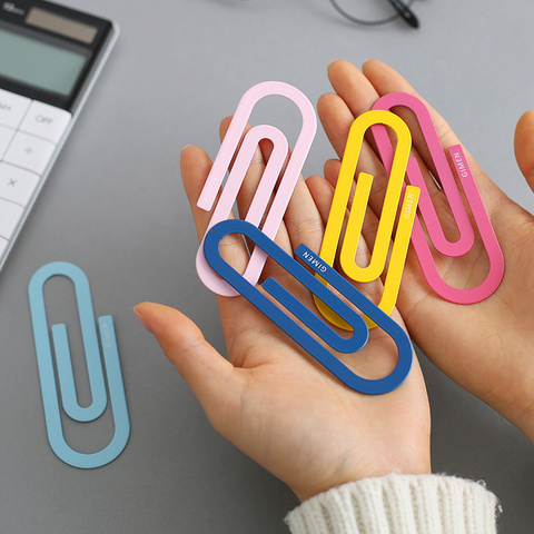 2 Pcs/pack Cute Colorful Large Metal Paper Clip Bookmark Kawaii Stationery Paperclips Planner Clips Office School Supplies ► Photo 1/6