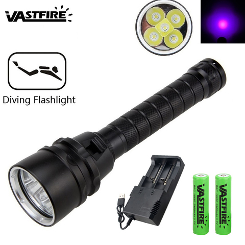 VASTFIRE Underwater 100m UV Diving Flashlight Torch 395nm Scuba Lamp Diving LED Aluminum Waterproof 18650 flashlight ► Photo 1/6