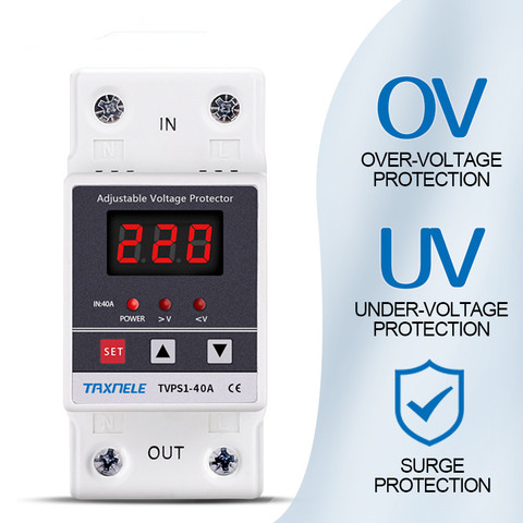 Digital Voltage Relay 40A 60A 63A din rail Adjustable Protection Over Under Automatic High Low Voltage Protect  protective ► Photo 1/6