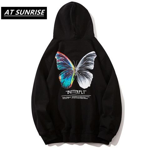 Hip Hop Oversize Hoodie Sweatshirt Men 2022 Streetwear Harajuku Color Butterfly Hooded Loose Hipster Fleece Hoodie Plus Size ► Photo 1/6