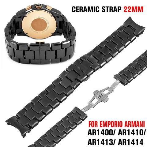 TOP Quality 22mm Ceramic Stainless Steel Watch Band Strap Band Bracelet for For EMPORIO for ARMANI AR1400 AR1410 AR1413 AR1414 ► Photo 1/1