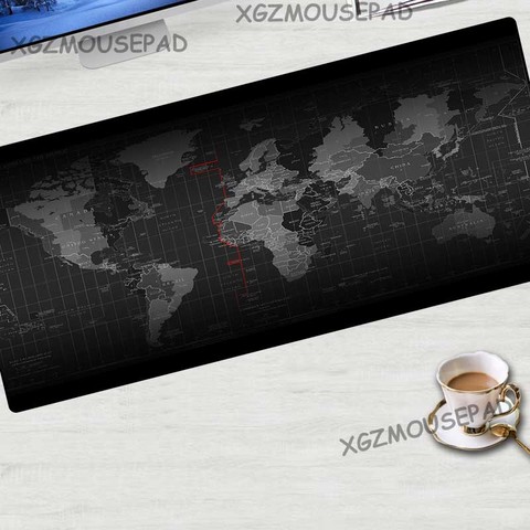 XGZ Custom Large Gaming Mouse Pad Black Lock Edge Classic World Map HD Computer Desk Mat Coaster Rubber Non-slip Carpet Xxl ► Photo 1/6