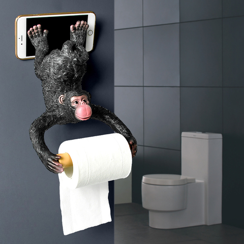 Cretive bathroom monkey tissue holder Roll holder Toilet paper holder Resin waterproof paper holder wall hanging  WY606 ► Photo 1/5