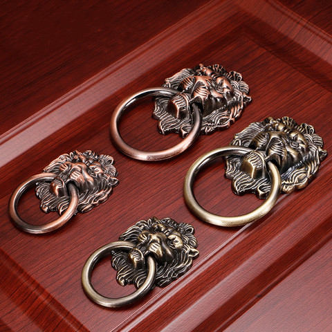 1pc Antique Small chinese door handle Lion Door knocker High quality Zinc alloy Cabinet drawer Knob Ring pull Furniture Hardware ► Photo 1/6