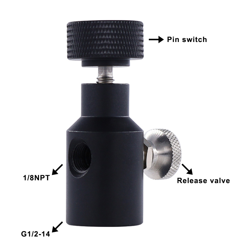 Paintball PCP Remote Hose Fill Adapter CO2 HPA Adapter On/Off w/Vent Valve ASA 