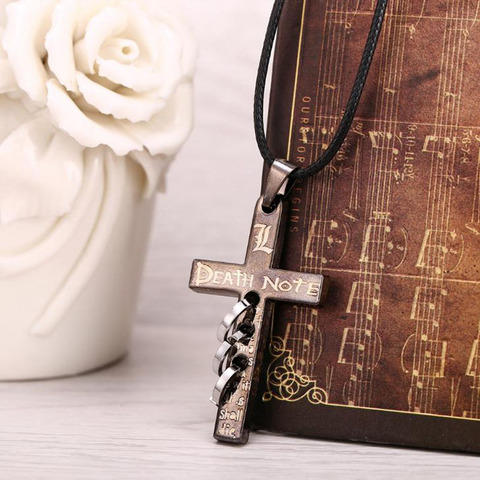 1 Pcs Fashion Japanese Anime Death Note Letter L Cross Metal Pendant Necklace Black Metal Necklace Action Figure Toys Gifts ► Photo 1/6
