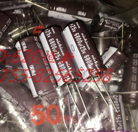 10PCS NEW NICHICON PW 25V6800UF 18X40MM electrolytic capacitor 25V 6800UF High frequency long life pw 6800uF/25V ► Photo 1/1