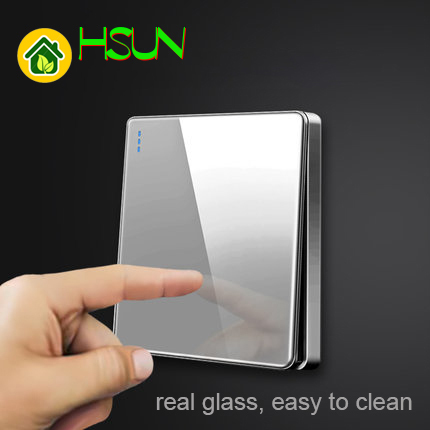 High-grade 1 2 3 4 gang 1 2 way big panel Grey switch socket Type 86 Wall 2.5D Cambered Mirror Toughened glass Computer TV ► Photo 1/6
