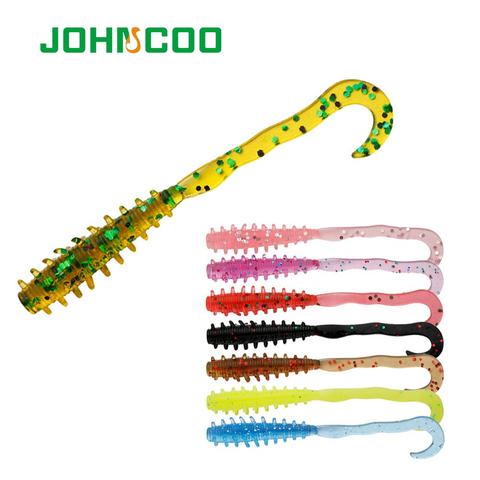 12pcs/bag Rockfishing Soft Bait 50mm 0.4g Root Fishing Small Silicone Worm Artificial Lure Plastic Single Tail Jig Lure ► Photo 1/6