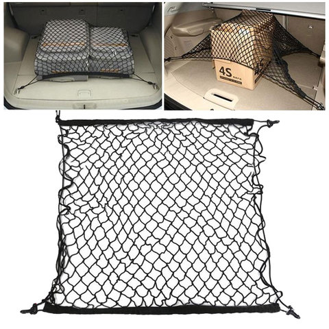 Universal Cargo Net for Car Trunk 70x70cm Trunk Luggage Storage Cargo Organizer Nylon Stretchable Elastic Mesh Net With 4 Hooks ► Photo 1/6