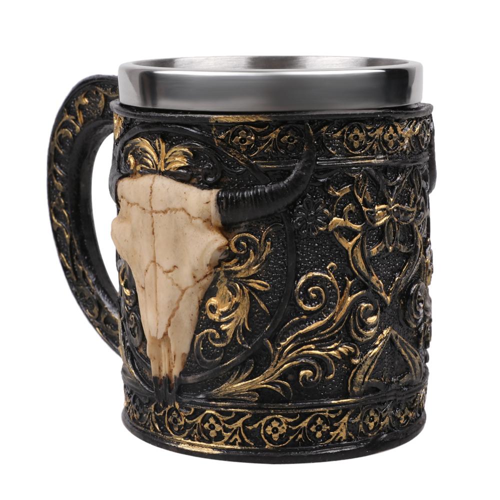 Dragon Mug Viking Goblet Stainless Steel Resin 3D Beer Tankard Coffee Cup Wine 