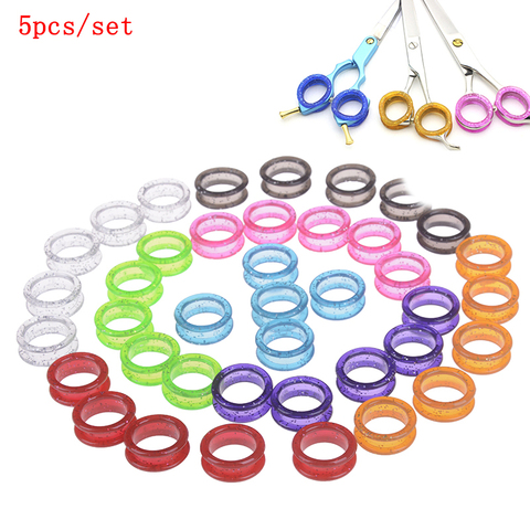 Scissors Ring 5Pcs/Set Colorful Silica Gel Hair Scissors Rings Cutting Barber Ring Haircut Scissor Circle Shears Hairdressing ► Photo 1/6