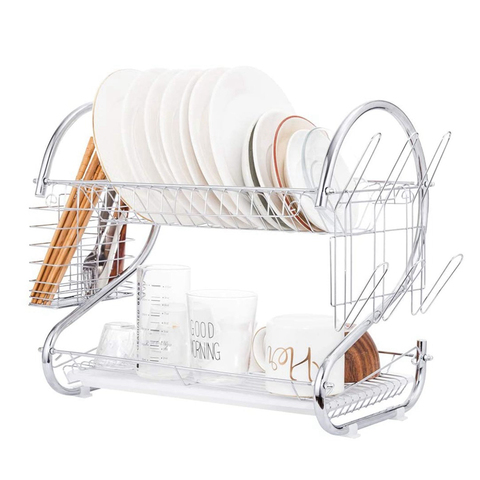 Dish Rack 2 Tier Dish Drainer Draining Board Draining Rack Cup Bowl Holder Chopsticks Rack ► Photo 1/6