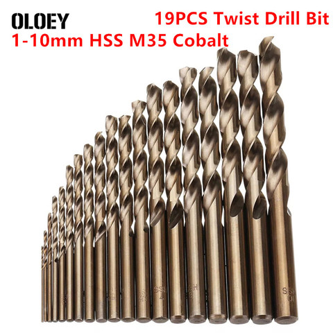 19PCS 1-10mm HSS M35 Cobalt Twist Drill Bit Set for Metal Alluminum Wood Drilling Deep Hole Positioning Iron HSS-Co Tools Kit ► Photo 1/6