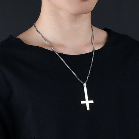 Fashion stainless steel inverted cross pendant item link sifa satan punk jewelry chain man woman antichrist gift ► Photo 1/6