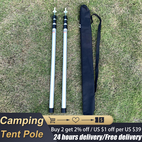 2PCS Telescoping Tarp Poles Portable Lightweight Adjustable Aluminum Rods for Tent Awning Outdoor Camping Hiking Tent Pole 2022 ► Photo 1/6
