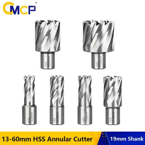 CMCP HSS Annular Cutter 13-60mm Core Drill Bit 19mm Weldon Shank Hollow Drill Bit Hole Saw Cutter For Metal Cutter Tool ► Photo 1/6