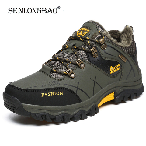 Winter Warm Plush Snow boots High Quality Waterproof Leather Men Boots Outdoor Rubber Lace-Up Ankle Boots Men Sneakers Size39-47 ► Photo 1/6