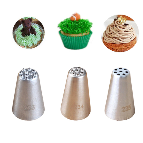 3pcs #233#234#235 Grass Cream Icing Nozzles For Decorating Cakes Pastry Fury Decoration Cupcake Head Cake Decorating Tips Tools ► Photo 1/6