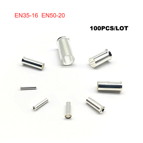 100pcs Copper tube bare cord end terminal Electrical crimp naked terminal wire connector EN35-16 EN50-20 cable ferrules 2-1/0AWG ► Photo 1/6