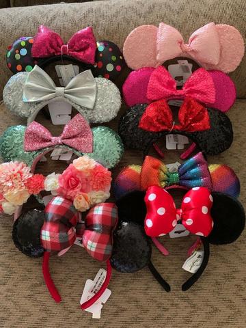 NEW Minnie mickey  sequin Purple Aulani Flower  Graden Lollipop castle Wedding EARS COSTUME  Headband Cosplay Plush  24 Styles ► Photo 1/6