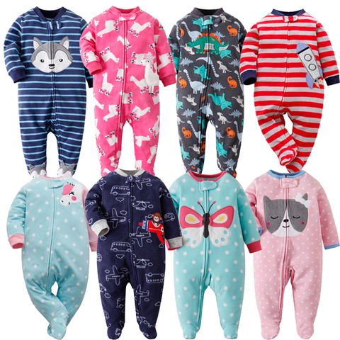Baby pajamas zipper fleece newborn baby romper warm winter underwear one piece overalls baby clothes unicorn infants clothes ► Photo 1/6
