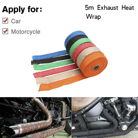 5M Car Motorcycle Turbo Manifold Heat Exhaust Wrap Tapes Thermal Stainless Ties