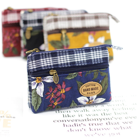 Fashion Flower Multi-layer Cotton Fabric Coin Purse Women Card Wallet Small Change Bag Retro Canvas Female Hand Purses Pouch New ► Photo 1/5