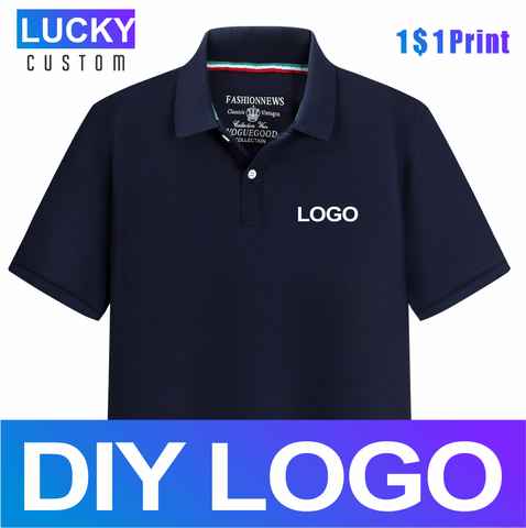 Men's Short-Sleeved Polo Shirt Custom Printing Embroidery Logo Casual Business Shirt Solid Color Lapel Clothes 4Xl Lucky Custom ► Photo 1/6