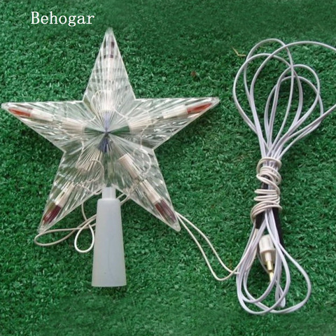 Behogar Flashing LED Color Changing Lamp Xmas Christmas Tree Topper Star Decorations Light EU Plug for Home navidad kerst natale ► Photo 1/6