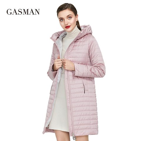 GASMAN 2022 Hooded zipper thin winter jacket Women pocket fashion parka spring jacket coat Female cotton long solid down jackets ► Photo 1/6