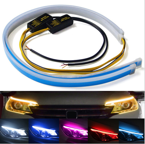 2PCS Car Led Styling Turn Signal DRL Guide Strip Two-color Daytime Running Lights Auto Headlight Decorative Accessories ► Photo 1/6