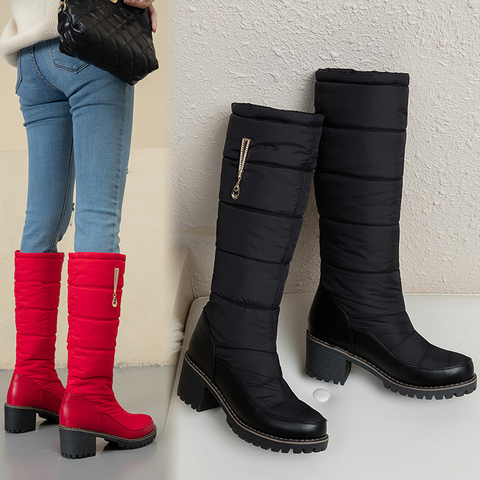 Women Platform Winter Shoes Comfort Waterproof Non-slip Ladies Winter Boots Thick Fur Bottines for Girls Femmes Mid-Heel Bottes ► Photo 1/6