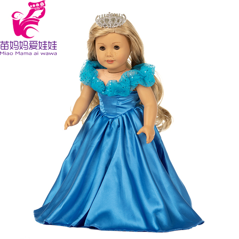 18 Inch Doll Blue Prince Belle Dress with Crown for 43cm Baby New Born Doll Coat for 18