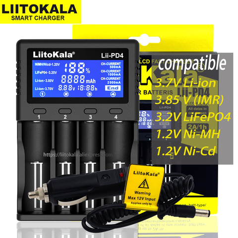 Liitokala Lii-PD4 PL4 PD2 18650 3.7V Li-ion charger 1.2V NiMH battery21700 18350 18500 AAA LiFePO43.2V 3.85V cargador 26650 ► Photo 1/6