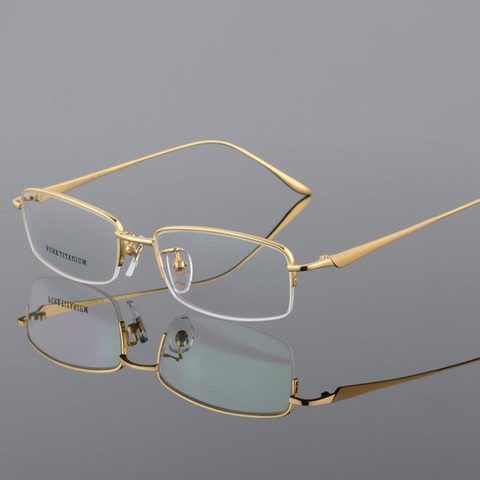 New Semi Rim Pure Titanium Eyeglasses Frame for Men Optical Glasses Frame Prescription Half-rim Eyewear Business Spectacles ► Photo 1/5