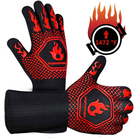 One Piece BBQ Gloves High Temperature Resistance Oven Mitts 500 800 Degrees Fireproof Barbecue Heat Insulation Microwave Gloves ► Photo 1/6