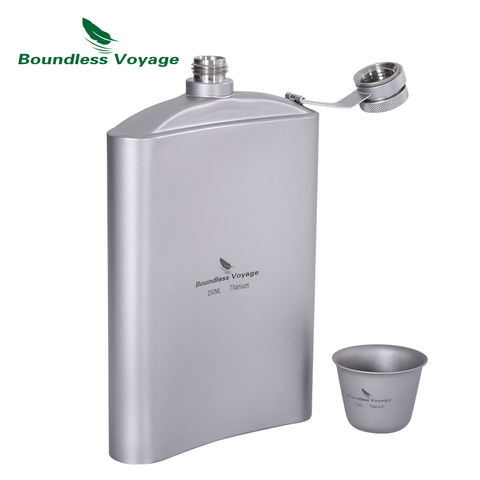 Boundless Voyage Outdoor Titanium Hip Flask Cup Set with Funnel Camping Picnic Pocket Whiskey Wine Mug Sake  8.5oz 250ml ► Photo 1/6