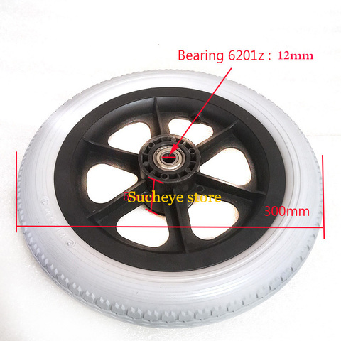 12 Inch PU Wheel Professional Wheelchair Rear Caster Replacement Part Tool 12 1/2x2 1/4 Solid Non Pneumatic Tire Wheel ► Photo 1/5