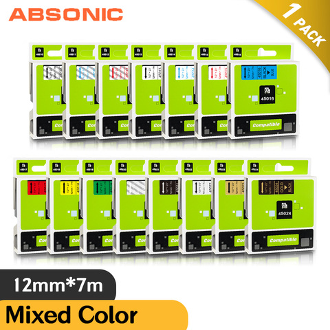 Absonic 12mm Compatible Dymo D1 Label Printer Ribbon Tape 45013 45010 45017 45018 for DYMO Label Maker LabelManager 160 280 260P ► Photo 1/1