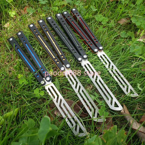 Butterfly in Knife trainer knife BM Parrot Black Channel aluminum+G10 Handle 440 blade Bushing system tactical folding Edc knife ► Photo 1/6