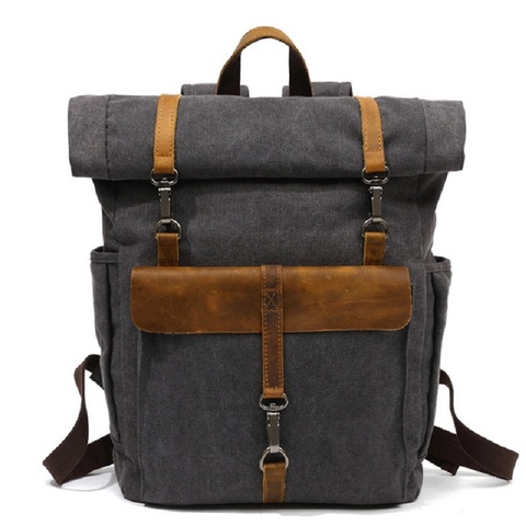 vintage Canvas Leather Backpacks Laptop Daypack for Traveling Teenager Back Pack Student Computer Rucksacks ► Photo 1/6