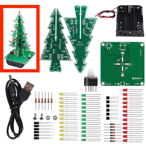 DIY Electronic Kit 7 Colors 3D Christmas Tree LED Flash Kit Three-Dimensional Colorful RGB LED Circuit Fun Suite Christmas Gift ► Photo 1/6