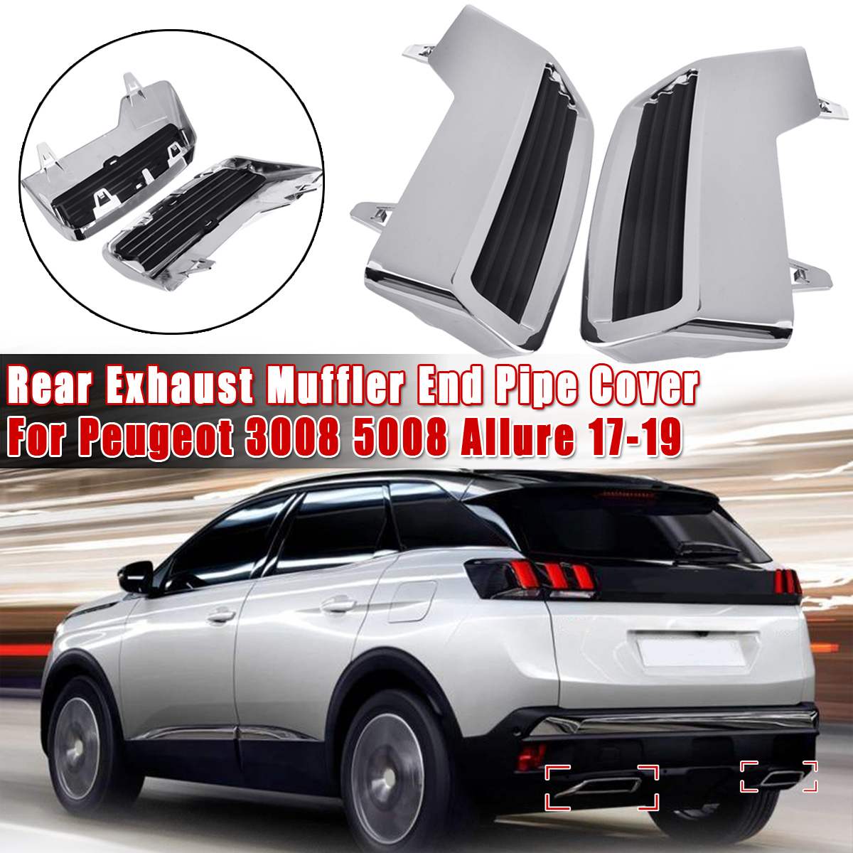 Chrome Rear Exhaust for Peugeot 3008 5008 Muffler Tail End Pipe Cover Accessories for 2017 -2022 Car Styling 2PCS ABS - Price history & Review | AliExpress Seller - Alidubuy Trading Ltd. | Alitools.io