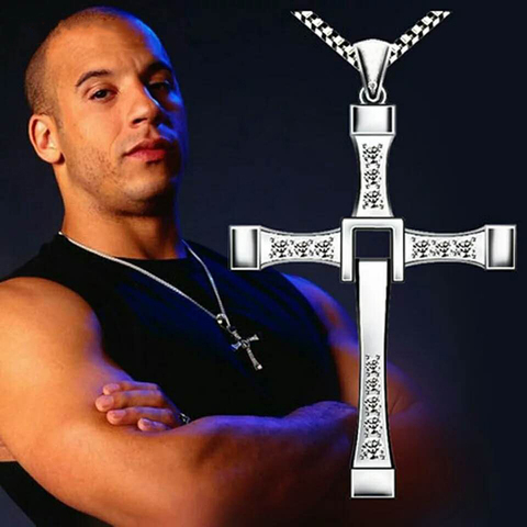 Classic Rhinestone Pendant Sliver Men Crystal Jesus Cross Pendant Long Necklace Activities Male Gift Jewelry Accessory ► Photo 1/6