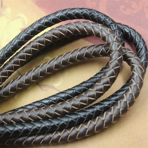 1m length 8mm round Braided Genuine Leather Cord Black Brown Cow Leather Cords String Rope Bracelet Findings DIY Jewelry Making ► Photo 1/3