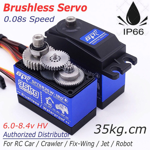 SPT5835W-180/270 35kg 8.4v 0.08s Waterproof High Speed Digital Standard Brushless Servo Metal Gears Crawler Fix-Wing Jet Robot ► Photo 1/5