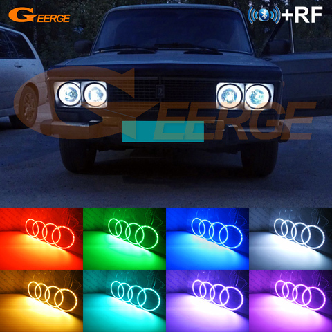 For Lada Vaz 2106 1976-2006 Excellent RF remote Bluetooth APP Multi-Color Ultra bright RGB LED Angel Eyes kit ► Photo 1/6